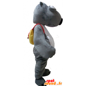 ビーバーのマスコット、灰色と白の動物、ランドセル付き-MASFR23119-ビーバーのマスコット