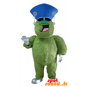 Verde mostro mascotte, peloso e grassoccio, allegro - MASFR23120 - Mascotte di mostri