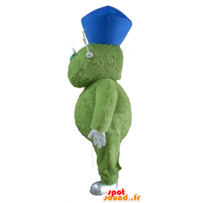 Green monster mascot, hairy and plump, cheerful - MASFR23120 - Monsters mascots