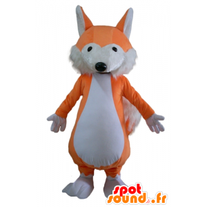 Mascot oranje en witte vos, zachte en harige - MASFR23123 - Fox Mascottes