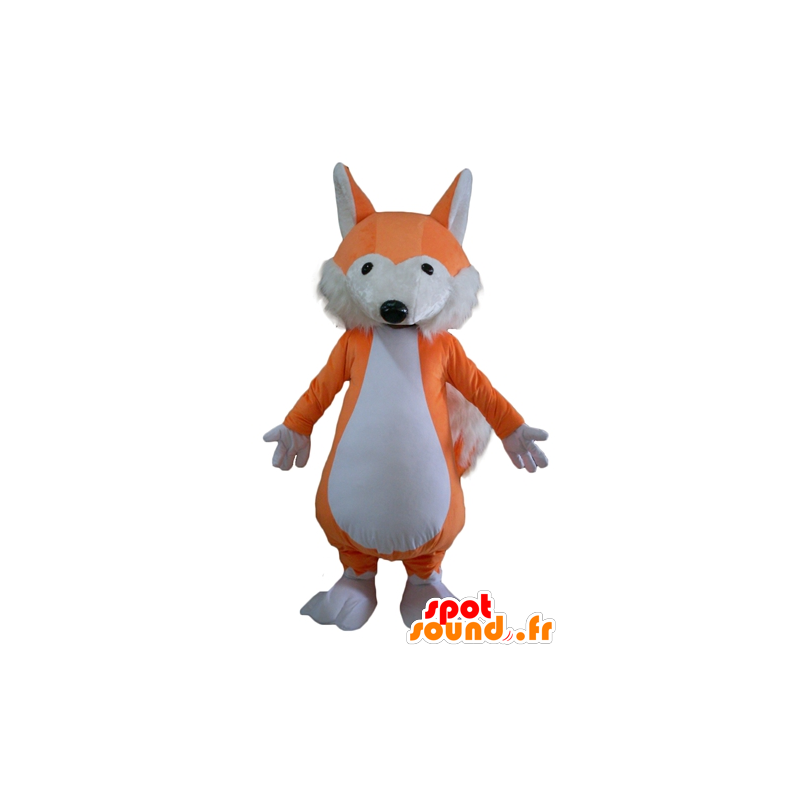 Mascot oranje en witte vos, zachte en harige - MASFR23123 - Fox Mascottes