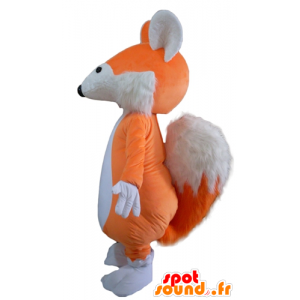 Mascote de laranja e de raposa branca, macia e peludo - MASFR23123 - Fox Mascotes