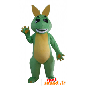 Grøn og gul dinosaur maskot, drage - Spotsound maskot kostume