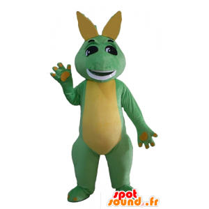 Maskotka zielony i żółty dinozaur, smok - MASFR23124 - dinozaur Mascot