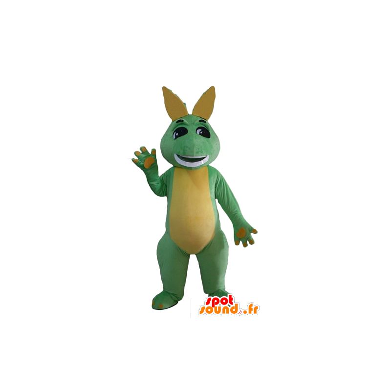 Mascot groen en geel dinosaurus, dragon - MASFR23124 - Dinosaur Mascot