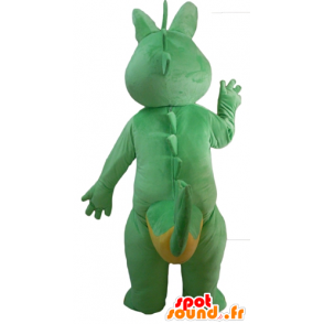 Mascot green and yellow dinosaur, dragon - MASFR23124 - Mascots dinosaur