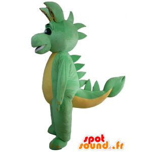 緑と黄色の恐竜のマスコット、ドラゴン-masfr23124-恐竜のマスコット