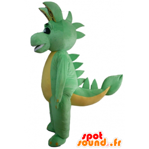 Grön och gul dinosaurie maskot, drake - Spotsound maskot