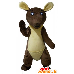 Brun og gul kænguru-maskot, kæmpe - Spotsound maskot kostume
