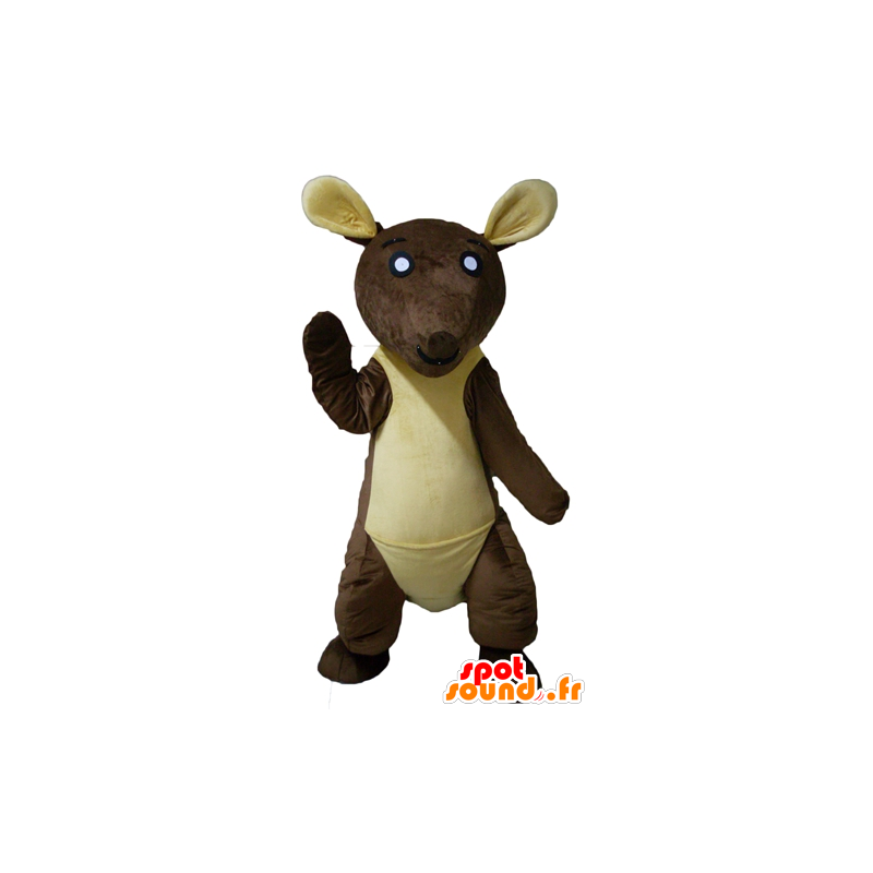 Brown and yellow kangaroo mascot, giant - MASFR23125 - Kangaroo mascots