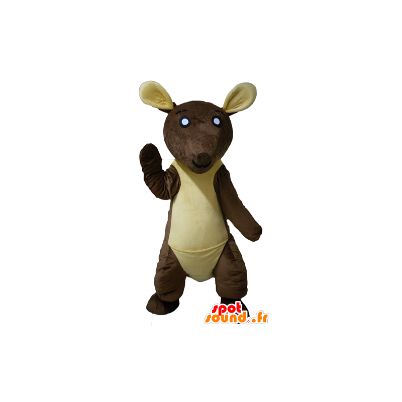 Brun og gul kænguru-maskot, kæmpe - Spotsound maskot kostume