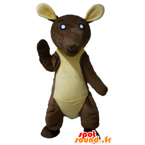 Brown and yellow kangaroo mascot, giant - MASFR23125 - Kangaroo mascots