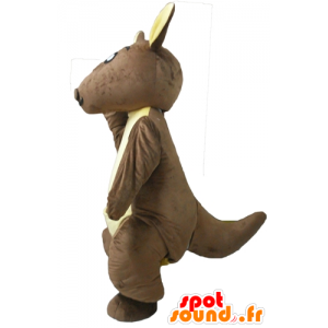Bruin en geel kangoeroe mascotte, reuze - MASFR23125 - Kangaroo mascottes