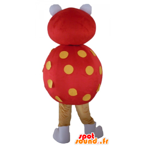 Mascotte de coccinelle rouge et jaune, à pois - MASFR23126 - Mascottes Insecte