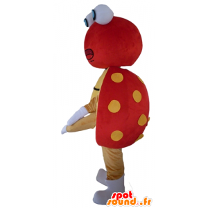 Rød og gul mariehøns maskot, prikker - Spotsound maskot kostume