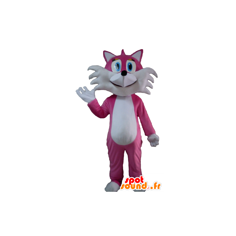 Mascot pink and white fox, cute and pretty - MASFR23128 - Mascots Fox
