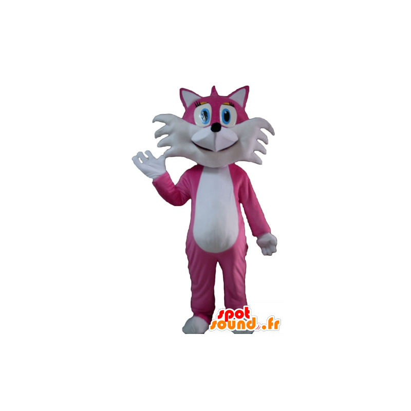 Mascot roze en witte vos, leuke en mooie - MASFR23128 - Fox Mascottes