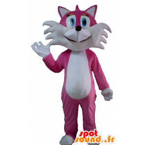 Rosa mascotte e volpe bianca, carina e graziosa - MASFR23128 - Mascotte Fox