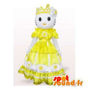 Hello Kitty maskot i gul prinsesse kjole - Spotsound maskot