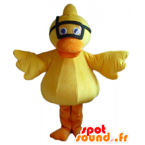 Küken-Maskottchen, gelbe Ente und orange mit einer Maske - MASFR23133 - Enten-Maskottchen