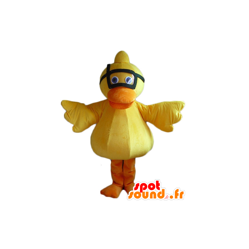 Mascot chick, gul og orange and med en maske - Spotsound maskot