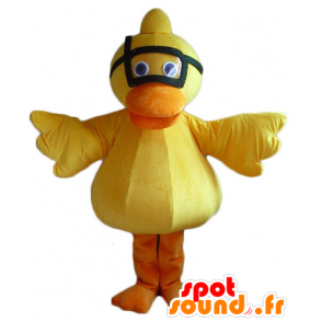 Mascotte de poussin, de canard jaune et orange avec un masque - MASFR23133 - Mascotte de canards