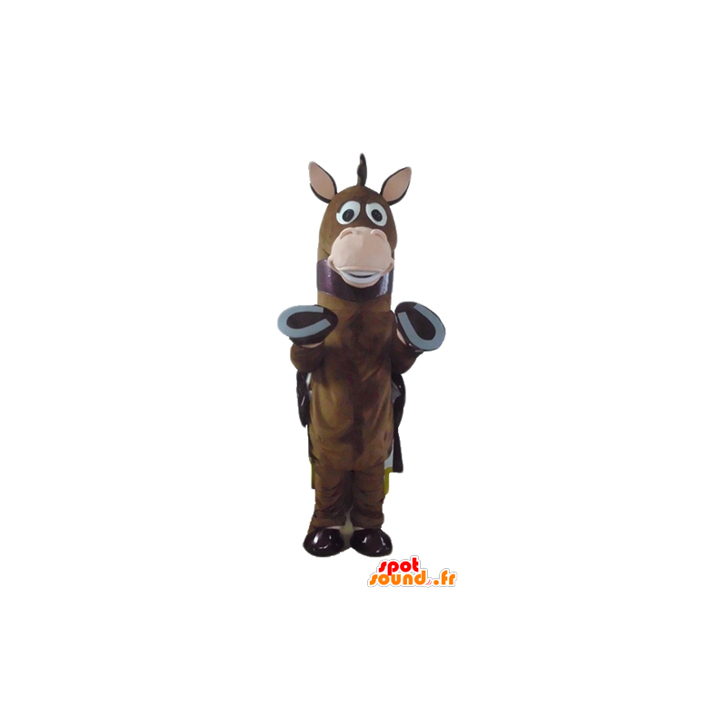 Hevonen maskotti, ruskea varsa, jossa on viitta - MASFR23138 - hevonen maskotteja