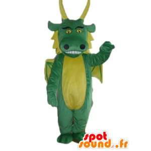 Mascotte de dragon vert et jaune, géant - MASFR23139 - Mascotte de dragon