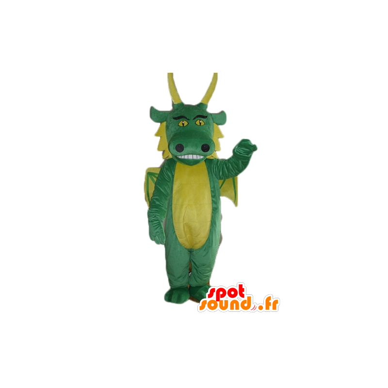 Mascotte de dragon vert et jaune, géant - MASFR23139 - Mascotte de dragon