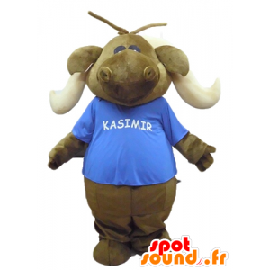 ムースのマスコット、青いTシャツを着た茶色のカリブー-MASFR23140-森の動物