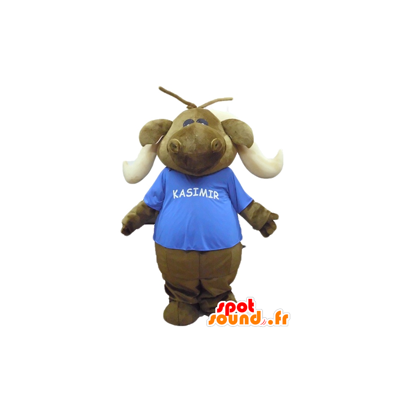 Mascote alces, renas marrom com uma camisa azul - MASFR23140 - Forest Animals