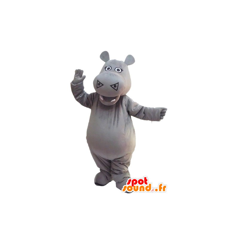 Mascotte ippopotamo grigio, carino e impressionante - MASFR23143 - Ippopotamo mascotte