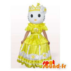 Hello Kitty maskot i gul prinsesse kjole - Spotsound maskot