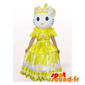 Hello Kitty maskot i gul prinsesse kjole - Spotsound maskot