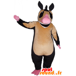 Mascot brun tapir, rosa og svart, veldig smilende - MASFR23146 - Forest Animals