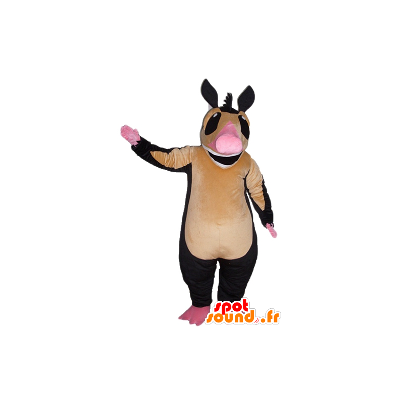 Mascot brun tapir, rosa og svart, veldig smilende - MASFR23146 - Forest Animals