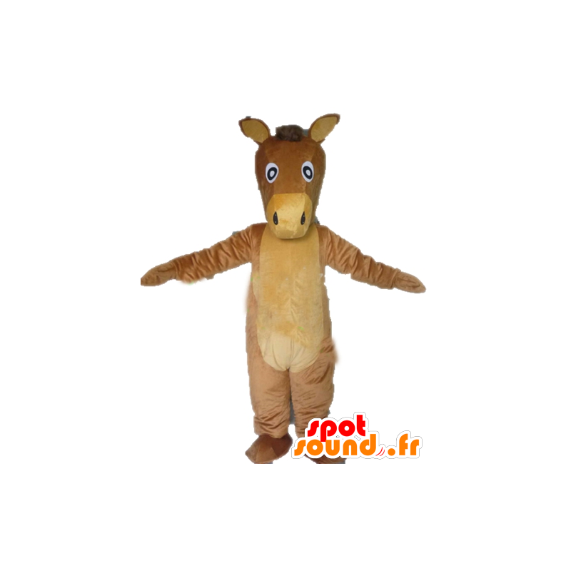 Pferd Maskottchen Braun und Beige, riesige ass - MASFR23149 - Maskottchen-Pferd