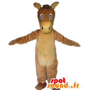 Paard mascotte bruin en beige, reuze ezel - MASFR23149 - Horse mascottes