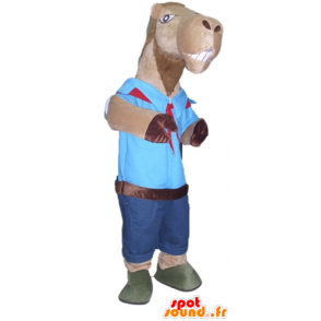 Mascotte de chameau marron, en tenue de scout - MASFR23152 - Mascottes Animales