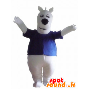 Mascotte gran perro blanco con una camisa azul - MASFR23153 - Mascotas perro
