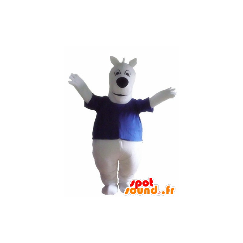 Groothandel Mascot witte hond met een blauw shirt - MASFR23153 - Dog Mascottes