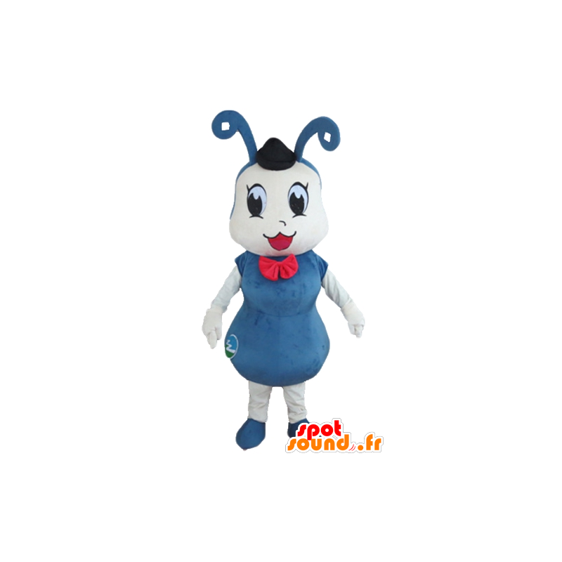 Ant mascot, blue and white insect - MASFR23155 - Mascots Ant