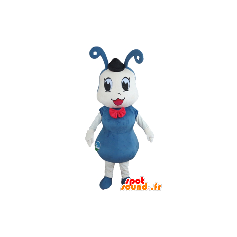 Mascotte de fourmi, d'insecte bleu et blanc - MASFR23155 - Mascottes Fourmi