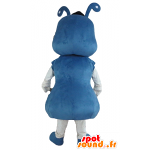 Ant maskot, blå og hvidt insekt - Spotsound maskot kostume