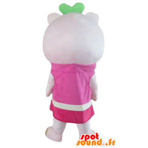 Mascotte de nounours rose, avec une robe - MASFR23156 - Mascotte d'ours