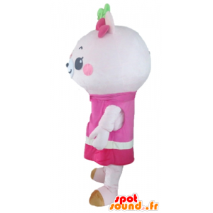 Mascot rosa urso de pelúcia com um vestido - MASFR23156 - mascote do urso
