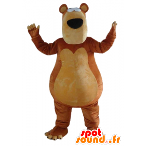 Marrone mascotte e orsi beige, paffuto e molto divertente - MASFR23159 - Mascotte orso