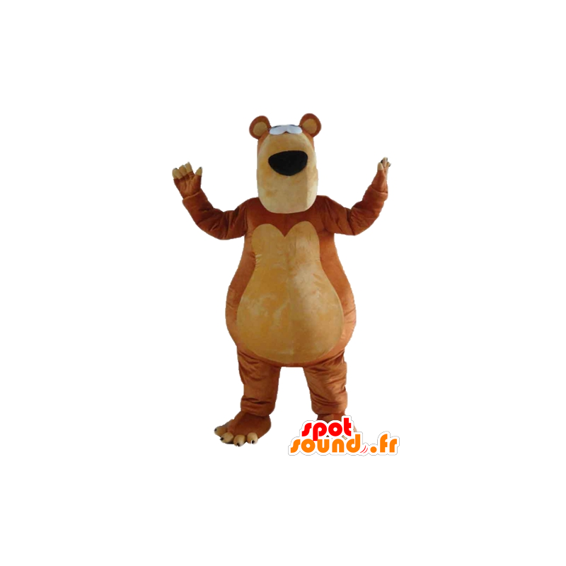 Mascot brunt og beige bjørn, lubben og veldig morsomt - MASFR23159 - bjørn Mascot