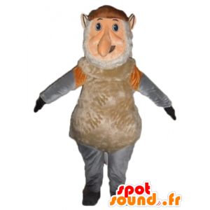 Mascotte de singe, de gnome marron, rose et gris - MASFR23161 - Mascottes Singe