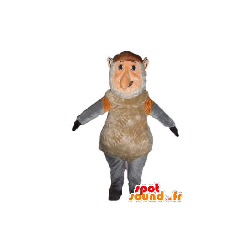 Mascotte de singe, de gnome marron, rose et gris - MASFR23161 - Mascottes Singe